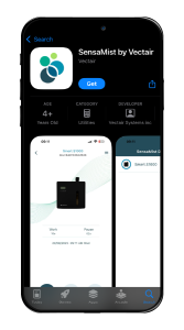 Screenshot of SensaMist App from a mobile device app store